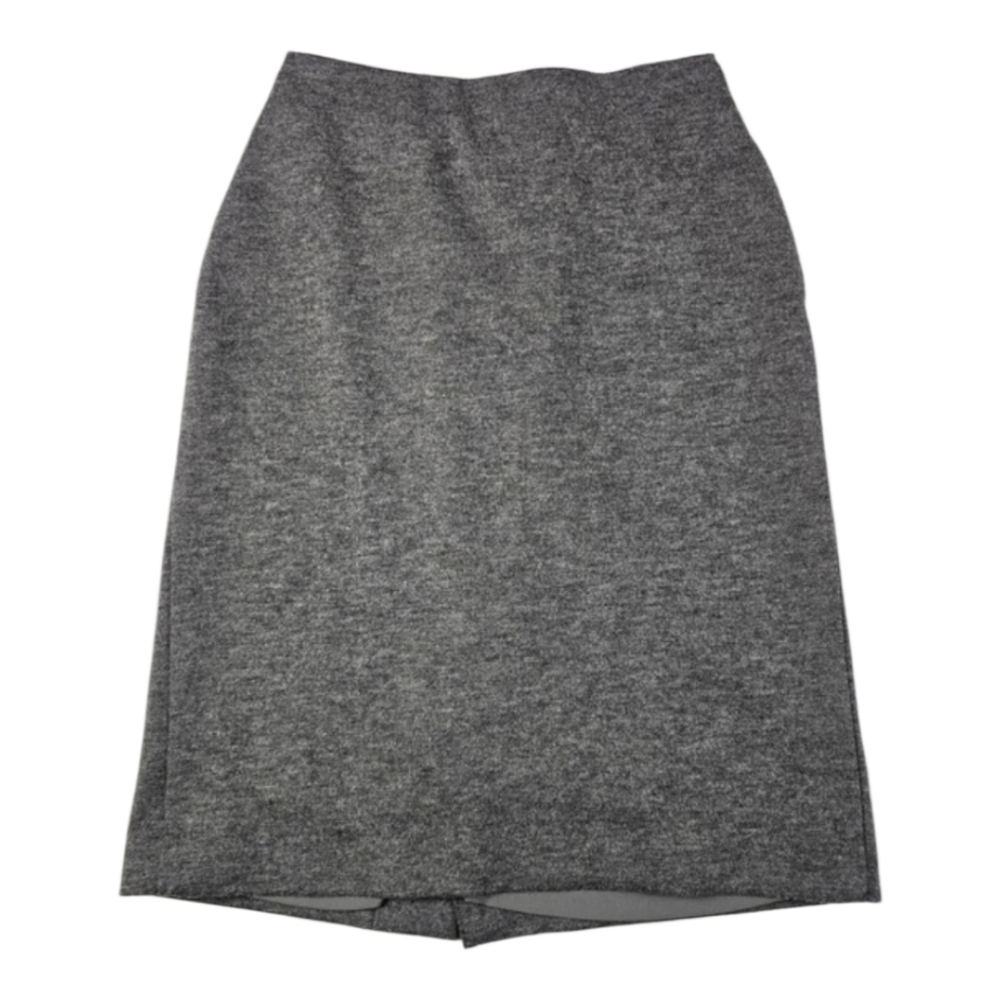 UNIQLO Womens Wool Blend Lined Pencil Skirt Grey Pockets Office Back Slit XS